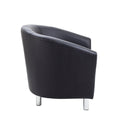 Side view of TC Tub PU armchair with metal feet, showcasing its modern design and comfortable upholstery.
