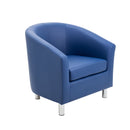 Front view of TC Tub PU armchair with metal feet, featuring a sleek design and comfortable cushioned seating.