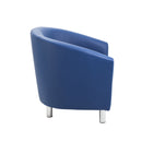 Side view of TC Tub PU armchair with metal feet, showcasing its modern design and comfortable upholstery.