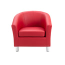 Front view of TC Tub PU armchair with metal feet, featuring a sleek design and comfortable upholstered seating.
