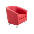 Front view of TC Tub PU armchair with metal feet, featuring plush upholstery and modern design.
