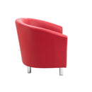 Side view of TC Tub PU armchair with metal feet, showcasing its modern design and comfortable padded upholstery.
