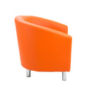 Side view of TC Tub PU armchair with metal feet, showcasing its modern design and comfortable upholstery.