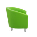Side view of TC Tub PU armchair with metal legs, showcasing its modern design and comfortable cushioned seating.