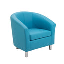 Front view of TC Tub PU armchair with metal feet, showcasing its sleek design and comfortable padded upholstery.