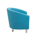 Side view of TC Tub PU armchair with metal feet, showcasing its modern design and comfortable upholstery.