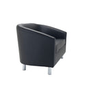 Side view of TC Tub PU Sofa with metal feet, showcasing its modern design and black upholstery.
