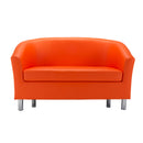 Front view of TC Tub PU sofa with metal feet, featuring a modern design and plush upholstery.