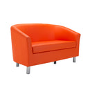 TC Tub PU sofa with metal feet, beige upholstery, and modern design, shown from the front view with plush cushions.