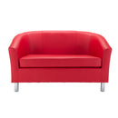 Red PU sofa with metal feet from TC, modern tub-style design, shown from the front angle.