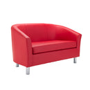 Red PU tub sofa with metal feet from TC, shown from the front with a modern design and comfortable cushioning.