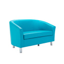 TC Tub PU sofa with metal feet, front view showing sleek design and light brown upholstery.