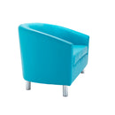 Side view of TC Tub PU sofa with black metal feet, showcasing its modern design and plush upholstered seating.