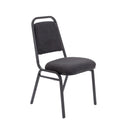 Front view of a TC banqueting chair with a padded seat and backrest, showcasing its elegant design and sturdy metal frame.