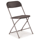 TC flat back folding chair with a sturdy frame and padded seat, ideal for portable seating solutions.