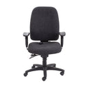TC Vista high back chair with padded headrest and armrests, shown from the front in a modern office setting.