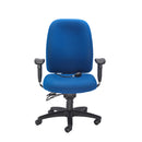 Front view of the TC Vista high back office chair with red upholstery and ergonomic design.