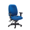 TC Vista high back chair with red fabric upholstery and ergonomic design, shown from the front.