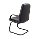 TC Canasta Visitor Chair with black upholstered seat and backrest, featuring sleek metal legs and armrests for a modern office look.