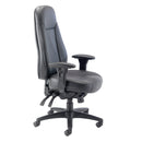 Side view of TC Cheetah Black Leather Office Chair with ergonomic design and sturdy metal base.