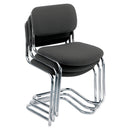 Stacked TC Classic Meeting Chairs with cantilever frames, featuring sleek black seats and chrome legs for modern conference rooms.
