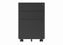Black Core Mobile Under Desk Steel Pedestal by TC with multiple drawers and wheels, shown from the front.