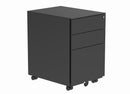 Black Core Mobile Under Desk Steel Pedestal by TC with front view, compact storage with lockable drawers for office organization.