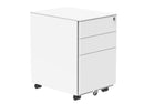 White Core Mobile Under Desk Steel Pedestal by TC with front view showing compact storage and smooth rolling casters.