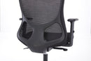 Close-up of the black Daytona Mesh Office Chair by TC, showing the backrest with breathable mesh and ergonomic design details.