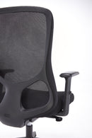 Close-up of the black Daytona Mesh Office Chair by TC, showing the ergonomic backrest and mesh material for breathable support.