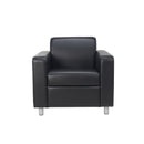 TC Iceberg Leather Faced Armchair shown from an angled view with plush leather upholstery and modern design.