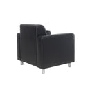 TC Iceberg leather-faced armchair shown from an angle with plush cushioning and sleek design, ideal for modern living rooms.