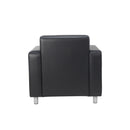 TC Iceberg Leather Faced Armchair viewed from an angle, showcasing its modern design and leather upholstery.