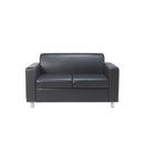 TC Iceberg Leather Faced Sofa viewed from an angle, showcasing plush cushions and sleek leather upholstery.