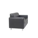 TC Iceberg Leather Faced Sofa shown from an angled view, featuring sleek design and plush leather upholstery.