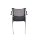TC Jupiter Mesh Armchair with black mesh upholstery and wooden legs, viewed from the back.