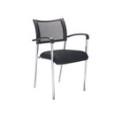 Front view of the TC Jupiter Mesh Armchair featuring a modern design with a cushioned seat and mesh backrest.