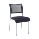 Front view of TC Jupiter Mesh Side Chair with a modern design, featuring a mesh seat and sleek metal legs.