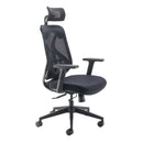 Black Maldini High Back Mesh Chair by TC, front view showing ergonomic design and breathable mesh backrest.