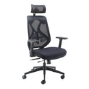 Black Maldini High Back Mesh Chair by TC, front view showing ergonomic design and breathable mesh upholstery.