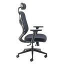 Side view of the TC Maldini high back mesh office chair in black, showcasing its ergonomic design and mesh back support.