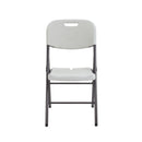 TC Morph folding chair in white, showing a front view with a sleek, modern design and sturdy metal frame.