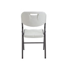 White TC Morph folding chair shown from the back, lightweight and portable with a sleek design for versatile seating options.