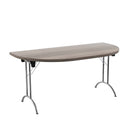 Gray oak folding D-end table from TC, featuring a sturdy design and compact foldable structure for versatile use.