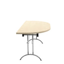 Maple folding table with D-end design by TC, featuring a sturdy surface and foldable legs for easy storage and portability.