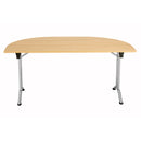 Foldable D-end table with Nova Oak finish by TC, featuring a sturdy design ideal for versatile use in various settings.