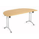 Foldable D-end table in Nova Oak finish by TC, featuring a sturdy design with a seamless surface and metal frame for versatile use.