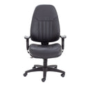 TC Panther Executive Leather Office Chair with padded armrests and high back in black leather, front view.