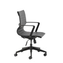 Black Sosa Executive Chair by TC with padded armrests and ergonomic design, shown angled view for office seating comfort.