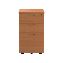 Front view of TC Beech 3 Drawer Under Desk Pedestal with sleek design and natural wood finish for office organization.